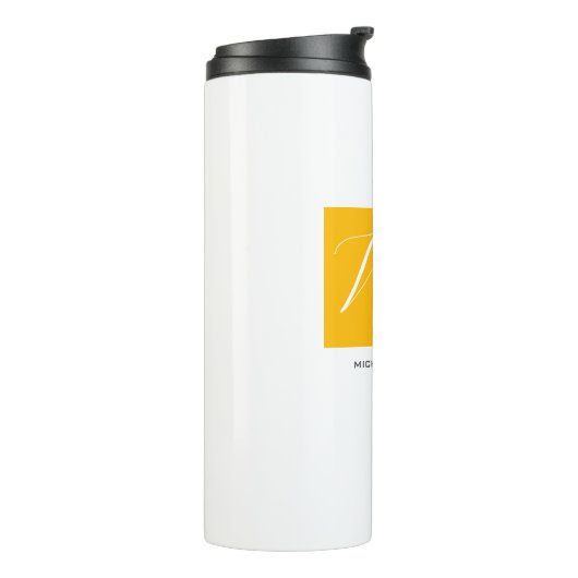 Atractief monogram Geel, geel, modern Thermosbeker (Gedraaid links)