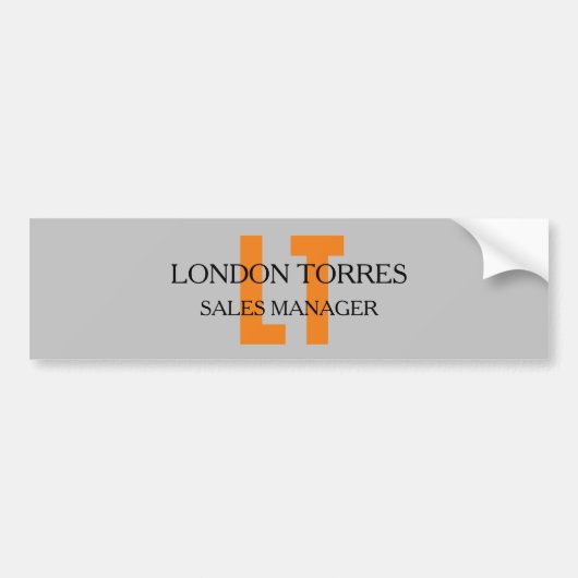 Atractief monogrammed Gray Plain Bumpersticker (Voorkant)