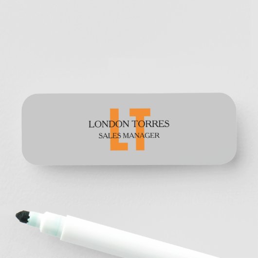 Atractief monogrammed Gray Plain Naamplaatje (In situ)