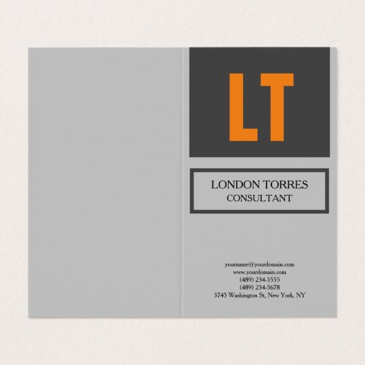 Atractief monogrammed Gray Plain Visitekaartje (Buitenkant ongevouwen)