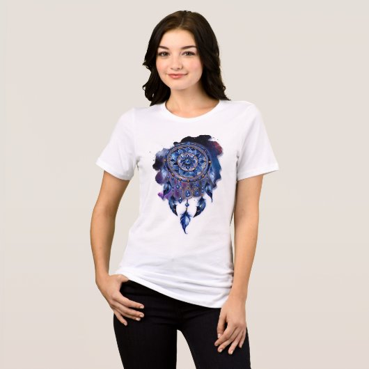 Atrapasueños en noche estrellada Tri-Blend shirt (Voorkant volledig)