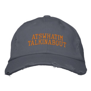 ATSWHATIMTALKINABOUT Blauw en Sinaasappel Chino Pe Geborduurde Pet