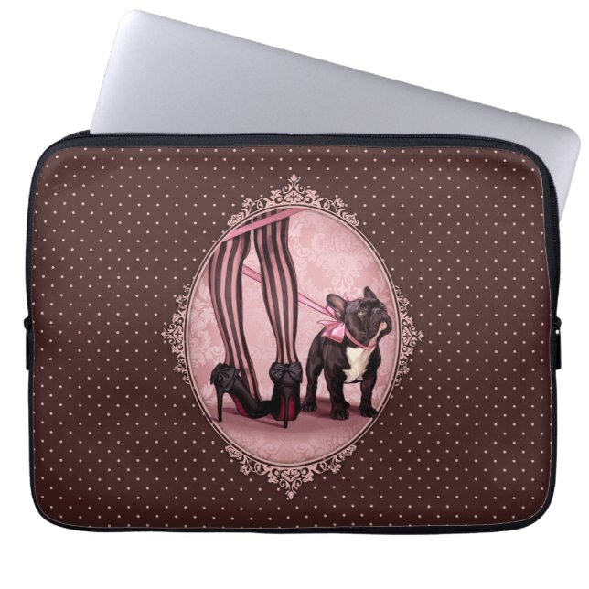 Attachée à mon Bouledogue Français Laptop Sleeve (Voorkant)