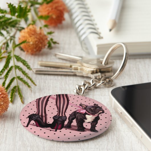 Attachée à mon Bouledogue Français Sleutelhanger (Zijkant)