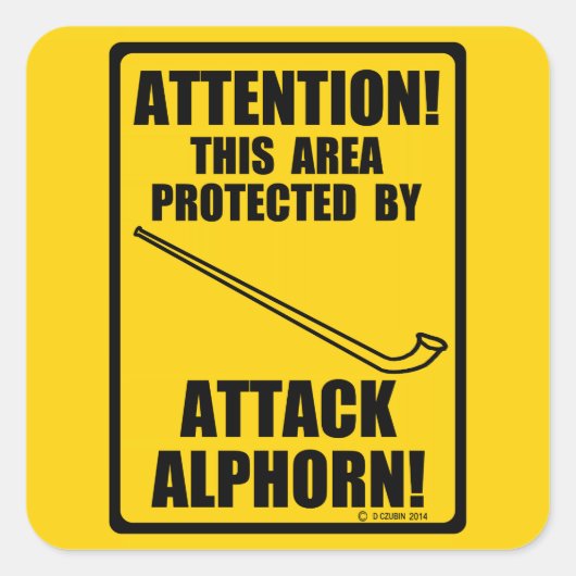 Attack Alphorn Vierkante Sticker (Voorkant)