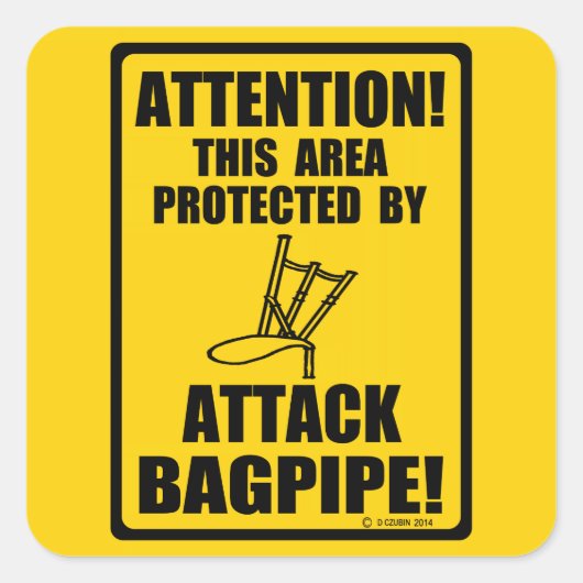 Attack Bagpipe Vierkante Sticker (Voorkant)