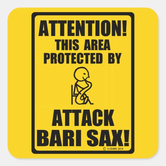 Attack Bari Sax Vierkante Sticker (Voorkant)