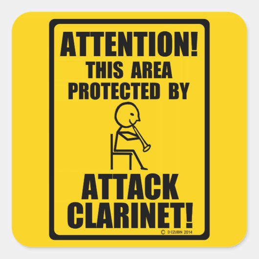 Attack Clarinet Vierkante Sticker (Voorkant)