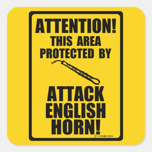 Attack English Horn Vierkante Sticker (Voorkant)