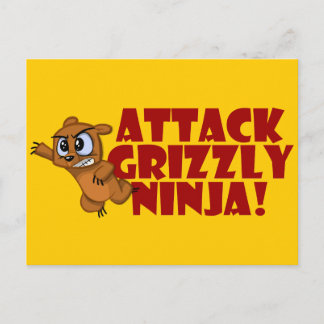 Attack Grizzly Ninja Briefkaart