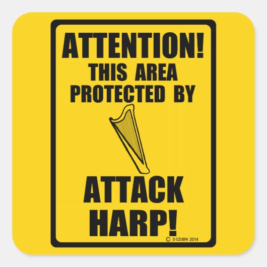 Attack Harp Vierkante Sticker (Voorkant)