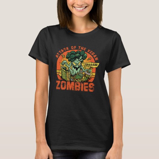 Attack of the Vegan Zombies  Saying T-shirt (Voorkant)
