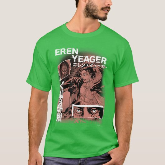Attack onitan Eren Yeager Japanese Manga Collage P T-shirt (Voorkant)
