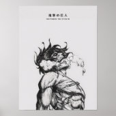 Attack Titan Figure Dark Anime Line Art Poster (Voorkant)