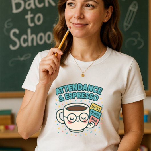 Attendance & Espresso; Grappige Leraar Koffie T-shirt
