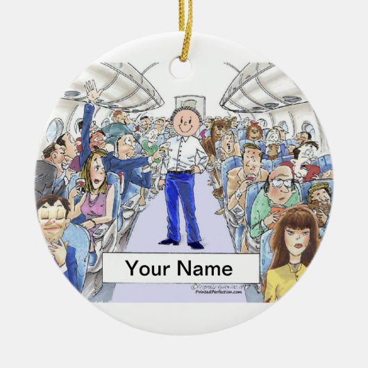 Attendant vlucht - Mannelijk Keramisch Ornament (Voorkant)