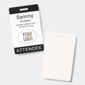 Attendee Event Badge Logo Lanyard Clip Reel Zwart (Voor- en achterkant)
