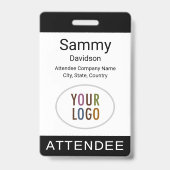 Attendee Event Badge Logo Lanyard Clip Reel Zwart (Voorkant)