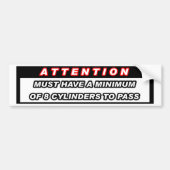 Attentie 8 Cylinders Bumpersticker (Voorkant)