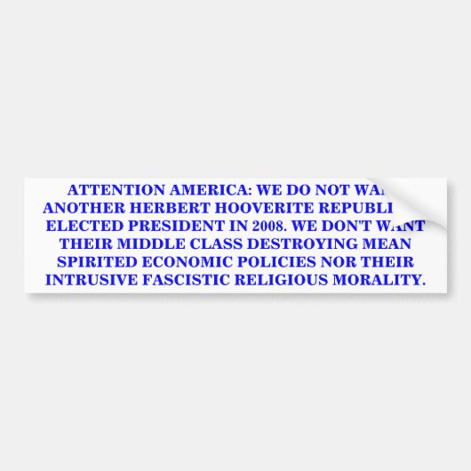 ATTENTIE AMERIKA BUMPERSTICKER (Voorkant)