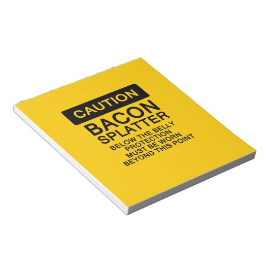 Attentie Bacon Splatter Notitieblok (Schuin)
