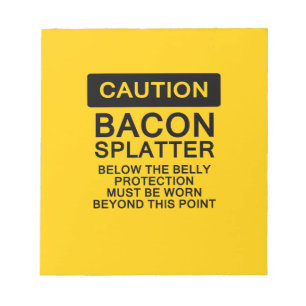 Attentie Bacon Splatter Notitieblok