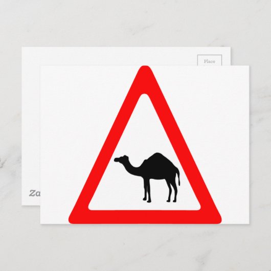 Attentie Camel Crossing Traffic Sign Briefkaart (Voorkant / Achterkant)