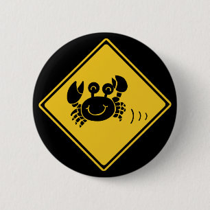 Attentie Crabs (1), Traffic Sign, Japan Ronde Button 5,7 Cm