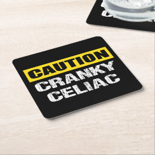 Attentie Cranky Coeliac Grappig Waarschuwingsbord Kartonnen Onderzetters