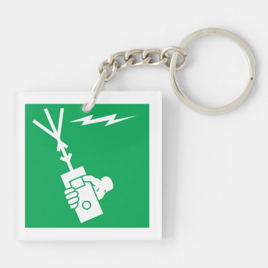 Attentie Electricity Sign Sleutelhanger (Achterkant)