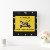 Attentie Golf Cart Crossing Sign Vierkante Klok (Huis)