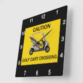 Attentie Golf Cart Crossing Sign Vierkante Klok (Hoek)
