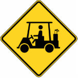 Attentie Golf Cart Staand Fotobeeldje<br><div class="desc">Grappig Golfer Humor ~ Let op Golf Cart Sign. Wereldbol Trotters is gespecialiseerd in idiosyncratische beelden van rond het wereldbol. Hier vindt u unieke Wenskaarten,  Briefkaarten,  Posters,  Muismatten en meer.</div>