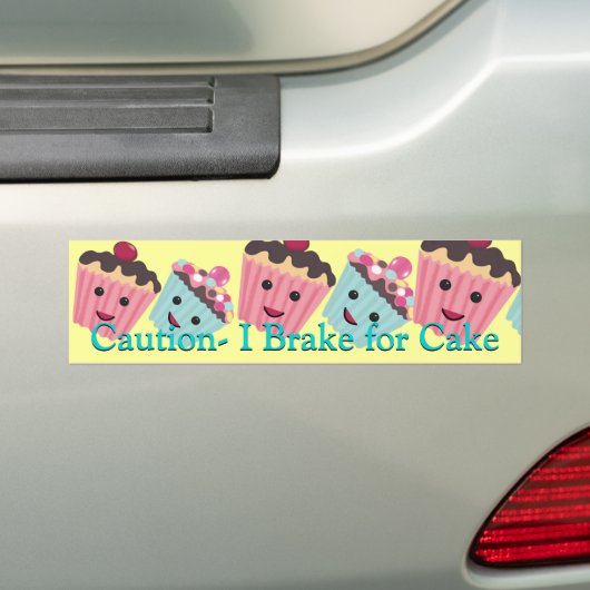Attentie Ik rem voor Cake - Bumpersticker (Op auto)
