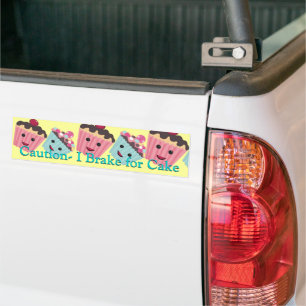 Attentie Ik rem voor Cake - Bumpersticker