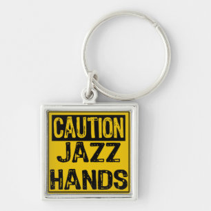 Attentie - Jazz Hands Yellow/Black Sleutelhanger