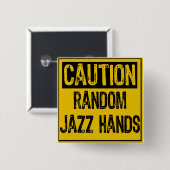 Attentie - Random Jazz Hands Yellow Black Vierkante Button 5,1 Cm (Voorkant /achterkant)