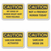 Attentie Sarcasm I Sticker (Voorkant)