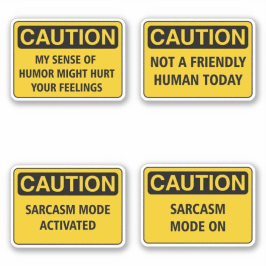 Attentie Sarcasm I Sticker (Voorkant)