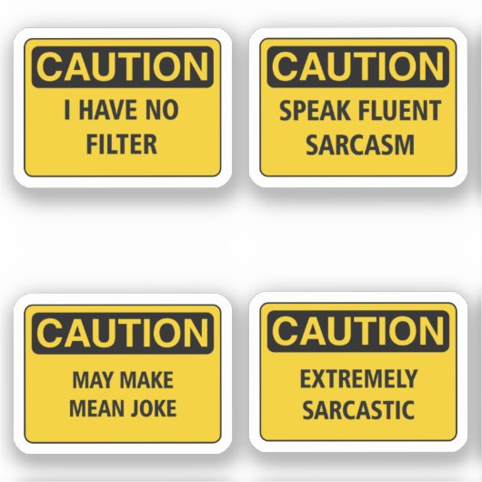 Attentie Sarcasm II Sticker (Voorkant)