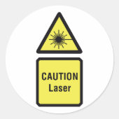 Attentie-Stickers voor lasertekens Ronde Sticker (Voorkant)