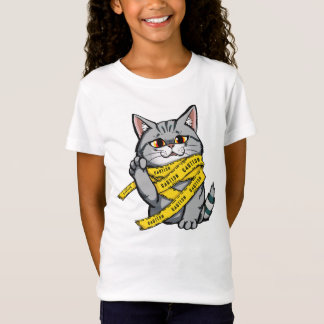 Attentie Tape Cat – Grappig Grijs Tabby met Verhev T-shirt