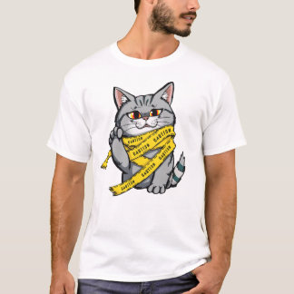 Attentie Tape Cat – Grappig Grijs Tabby T-shirt