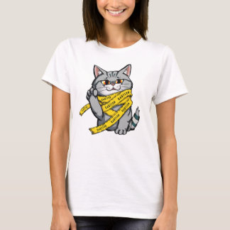 Attentie Tape Cat – Grappig Grijs Tabby T-shirt