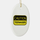 Attentie Teenager Keramisch Ornament (Rechts)