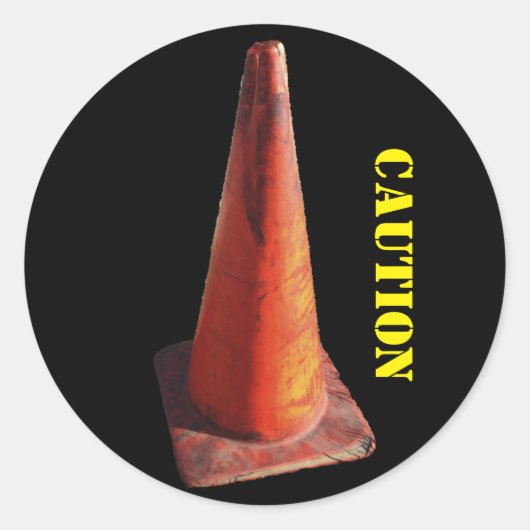 Attentie Traffic Cone Ronde Sticker (Voorkant)