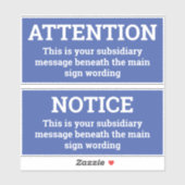 Attentie - twee gebarentjes met blauwe en witte wa sticker (Vel)