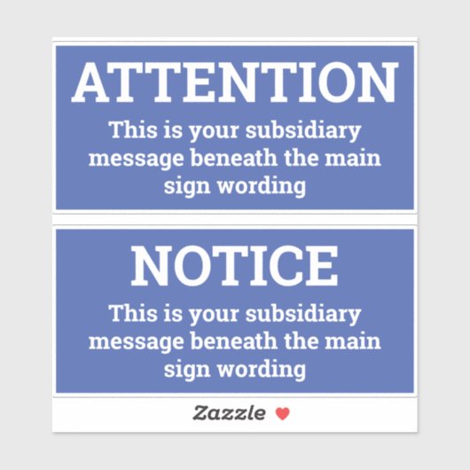 Attentie - twee gebarentjes met blauwe en witte wa sticker (Vel)