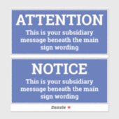 Attentie - twee gebarentjes met blauwe en witte wa sticker (Vel)