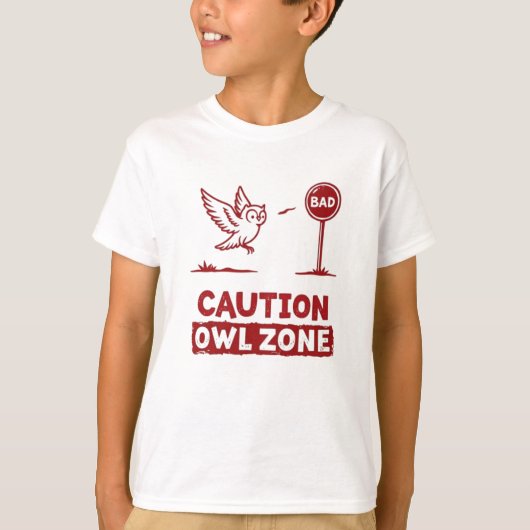 Attentie Uil Zone – Speelse Uil T-shirt ontwerp (Voorkant)